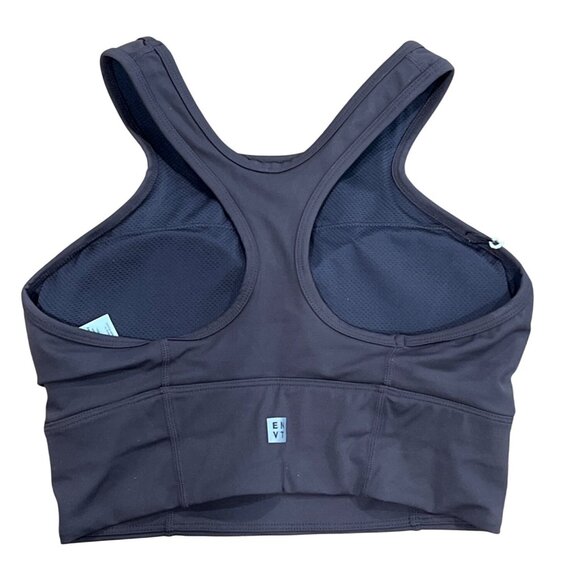ENVT Piper Dark Brown Sports Bra Top High Neck Racerback Nylon/Spandex Blend S - Picture 2 of 7